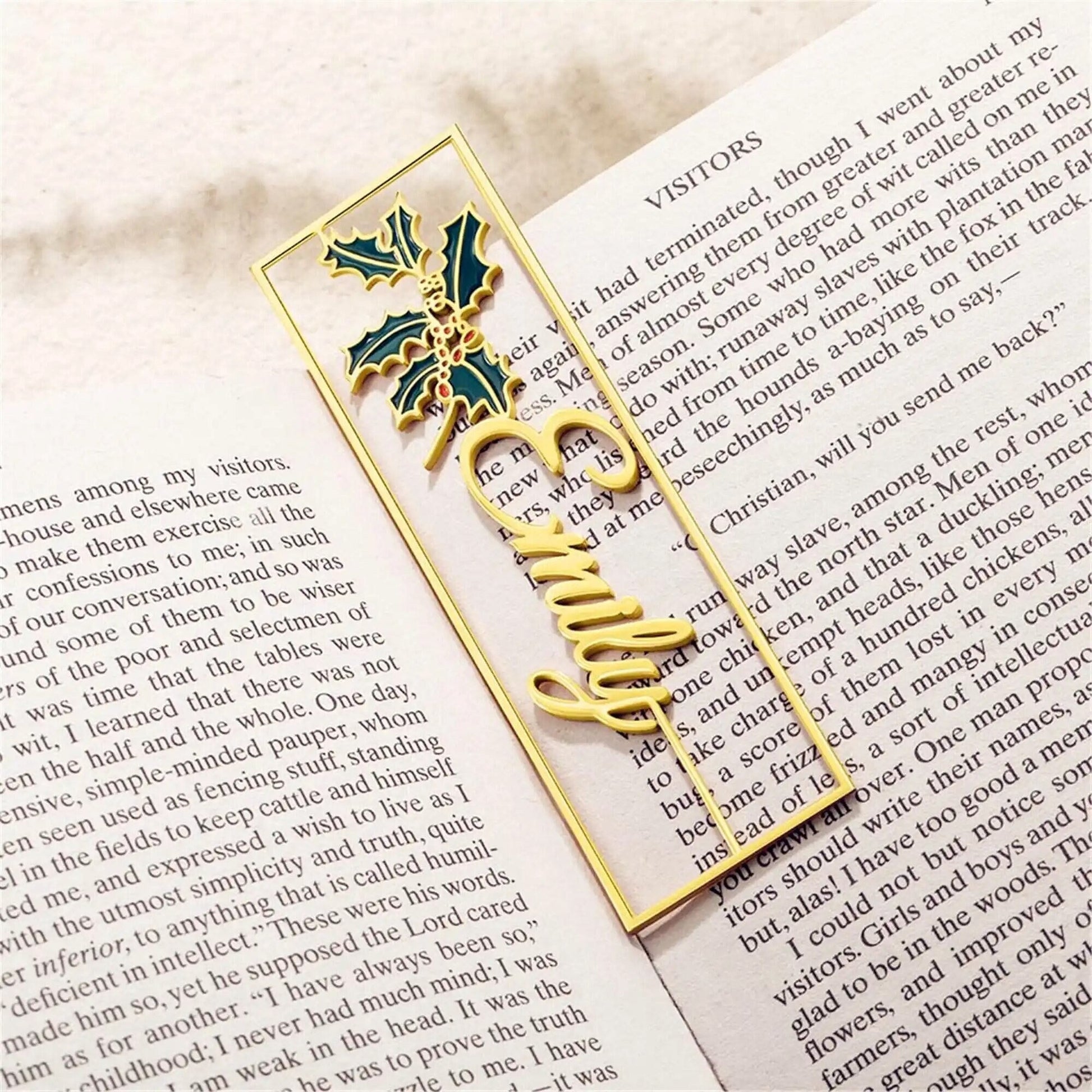 Personalized Birthflower Name Metal Bookmark, Custom Name Birthday Bookmark Birthflower Bookmark Customized Jewelry with Name Bookmarks Gift