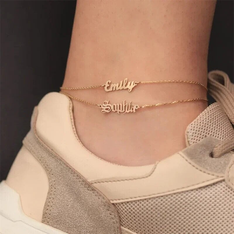 18K Gold Plated Personalized Name Anklet, Customized Name Anklet, Custom Jewelry Handcrafted Gift For Her, Body Jewelry, Personalized Gifts