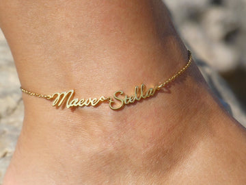 18K Gold Plated Personalized Multiple Name Anklet, Customized Name Anklet, Custom Jewelry Handcrafted Gift For Her, Handmade Body Jewelry