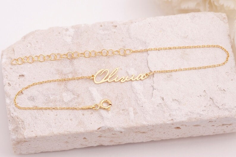 18K Gold Plated Personalized Name Anklet, Customized Name Anklet, Custom Jewelry Handcrafted Gift For Her, Body Jewelry, Personalized Gifts