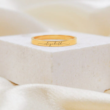 18K Gold Plated Personalized Minimalist Name Ring, Stacking Ring, Engraved Ring Customized Ring, Custom Jewelry Gift, Lovers Stackable Rings