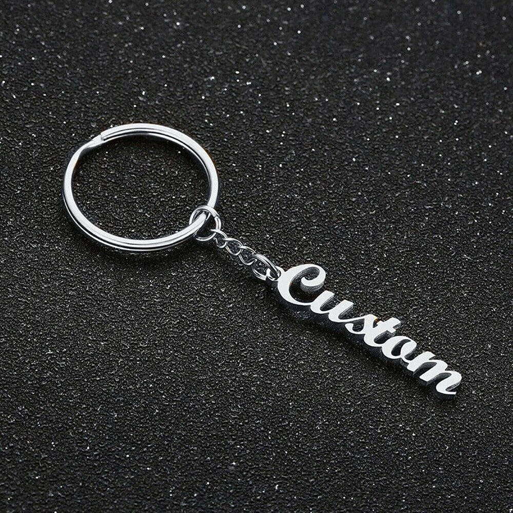 18K Gold Plated Personalized Engraved Name Keychain, Custom Gift, Engraved Key Ring, Name Key Chains Customized Gift Keyring Custom Jewelry