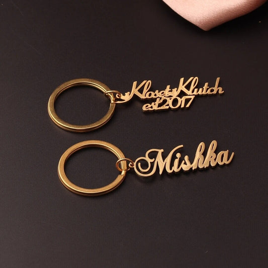 18K Gold Plated Personalized Engraved Name Keychain, Custom Gift, Engraved Key Ring, Name Key Chains Customized Gift Keyring Custom Jewelry