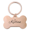 18K Gold Plated Personalized Custom Engraved Dog Name Keychain Custom Gift Bone Shaped Keyring Nameplate Key Accessories Gift for Dog Lovers