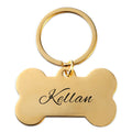 18K Gold Plated Personalized Custom Engraved Dog Name Keychain Custom Gift Bone Shaped Keyring Nameplate Key Accessories Gift for Dog Lovers