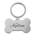 18K Gold Plated Personalized Custom Engraved Dog Name Keychain Custom Gift Bone Shaped Keyring Nameplate Key Accessories Gift for Dog Lovers