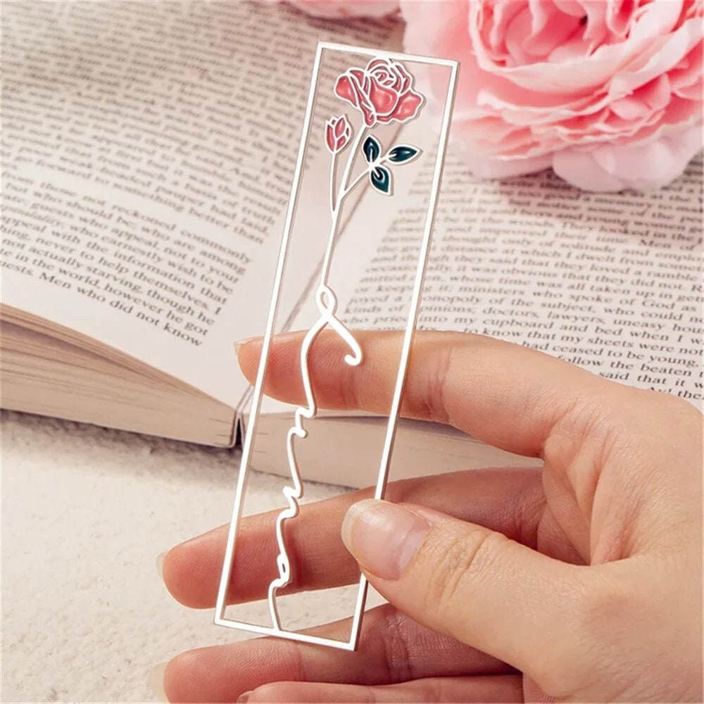 Personalized Birthflower Name Metal Bookmark, Custom Name Birthday Bookmark Birthflower Bookmark Customized Jewelry with Name Bookmarks Gift