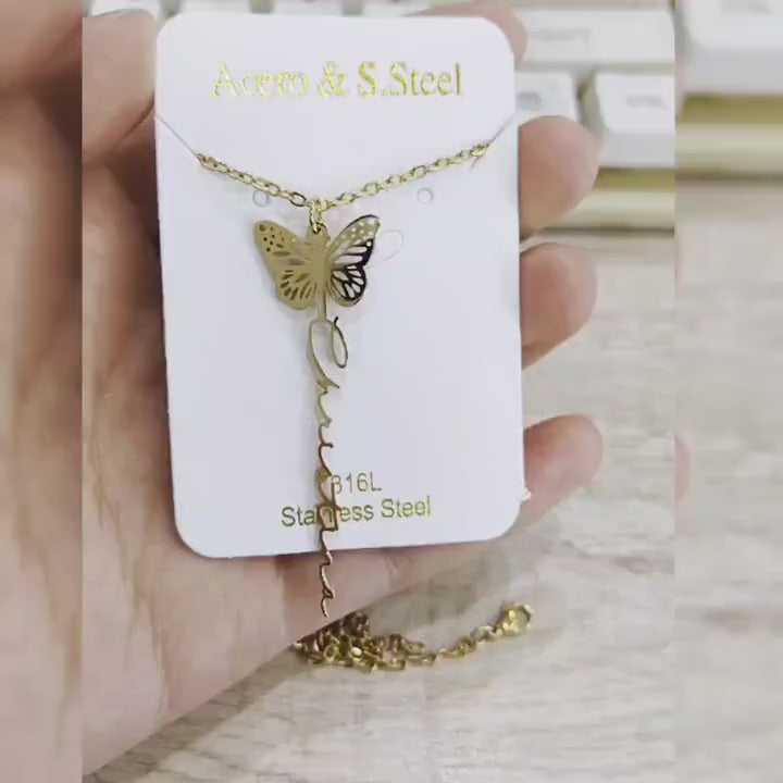 18K Gold Plated Personalized Butterfly Birth Month Name Necklace, Customized Birth Month Jewelry, Custom Handcrafted Jewelry Choker Gift